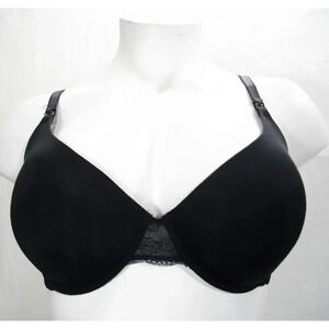 Motherhood Maternity Nursing Lace Trimmed Contour T-Shirt UW Bra 40F Black Gentl